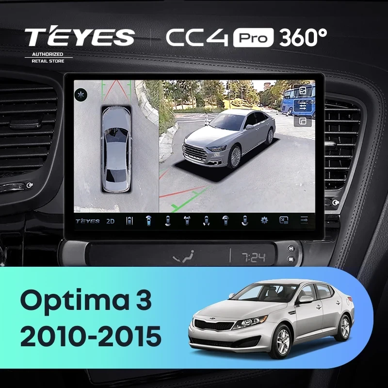 Штатная магнитола Teyes CC4 Pro 360 8/128 Kia Optima 3 TF (2010-2015) F2 (13")