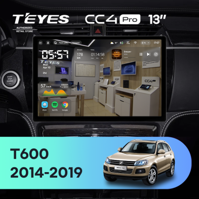 Штатная магнитола Teyes CC4 Pro 12/256 Zotye T600 (2014-2019) (13")