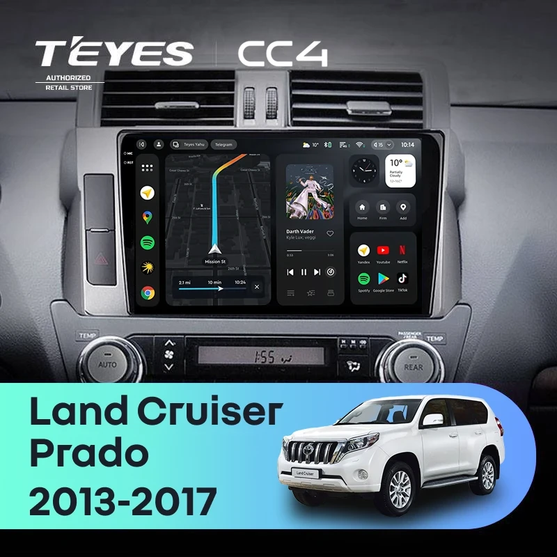 Штатная магнитола Teyes CC4 8/128 Toyota Land Cruiser Prado 150 (2013-2017)