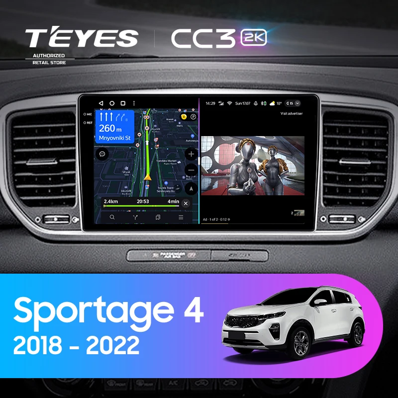 Штатная магнитола Teyes CC3 2K 360 6/128 Kia Sportage 4 QL (2018-2022) Тип-B