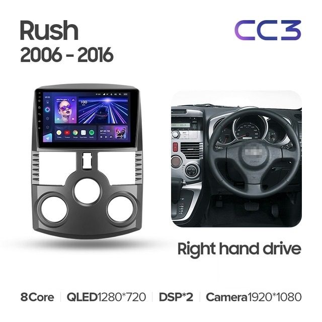 Штатная магнитола Teyes CC3 4/32 Toyota Rush J200 (2006-2016) Правый руль