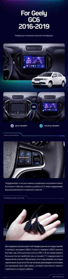 Штатная магнитола Teyes CC3 4/32 Geely GC6 (2016-2019)