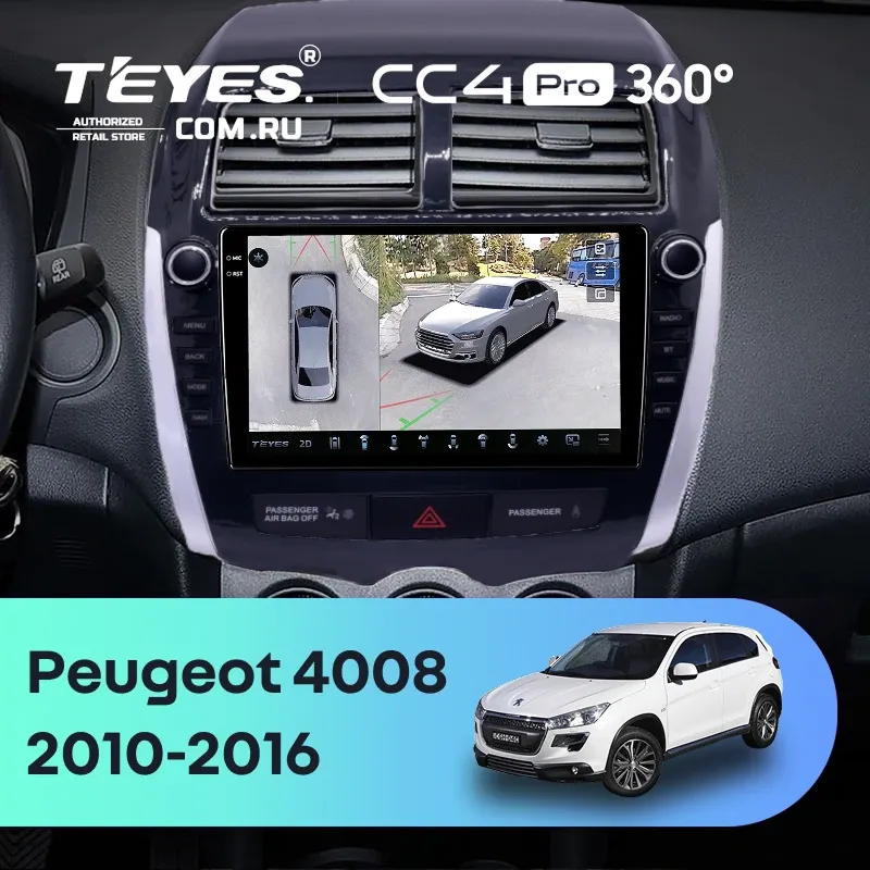 Штатная магнитола Teyes CC4 Pro 360 12/256 Peugeot 4008 (2010-2016) Тип-A (9")