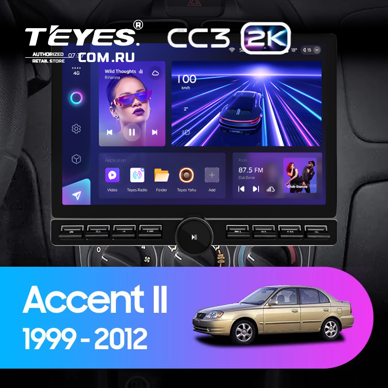 Штатная магнитола Teyes CC3 2K 6/128 Hyundai Accent II LC2 (1999-2012) F1 (13" с кнопками)