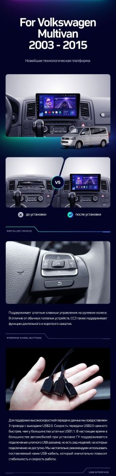 Штатная магнитола Teyes CC3 2K 6/128 Volkswagen Multivan T5 (2003-2015)