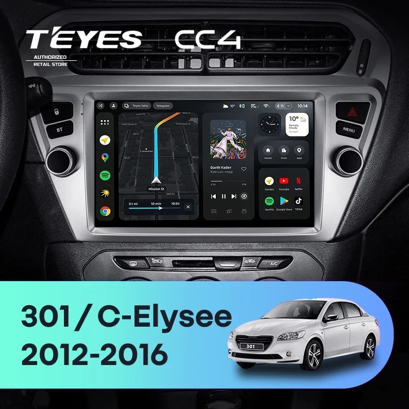 Штатная магнитола Teyes CC4 8/128 Peugeot 301 (2012-2016) F1