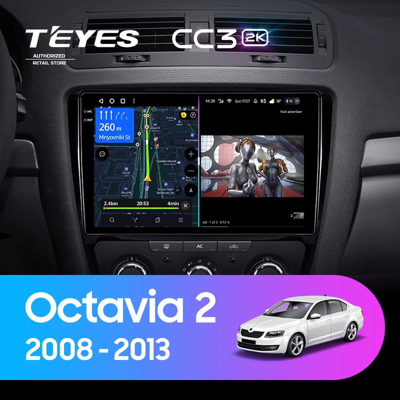Штатная магнитола Teyes CC3 2K 4/64 Skoda Octavia 2 A5 (2008-2013)