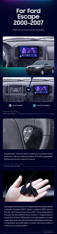 Штатная магнитола Teyes CC3 4/32 Ford Escape (2000-2007)