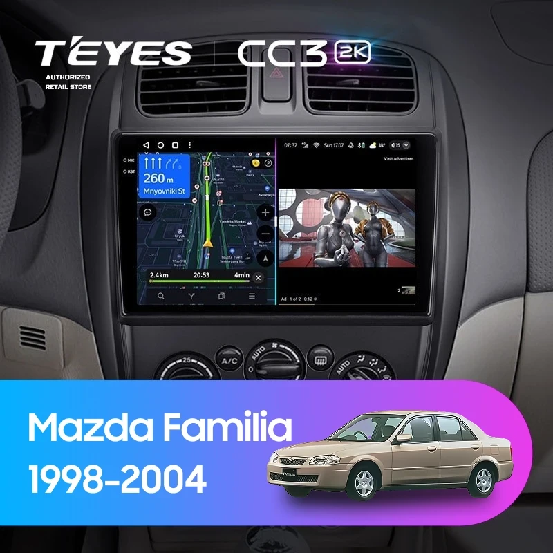 Штатная магнитола Teyes CC3 2K 360 6/128 Mazda Familia (BJ) (1998-2004)