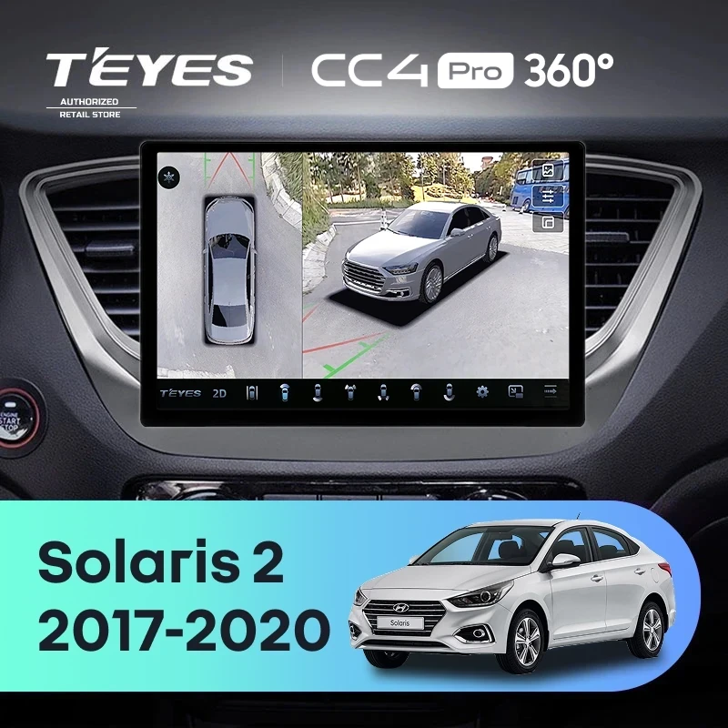 Штатная магнитола Teyes CC4 Pro 360 12/256 Hyundai Solaris 2 (2017-2020) F1 Тип-A (11")