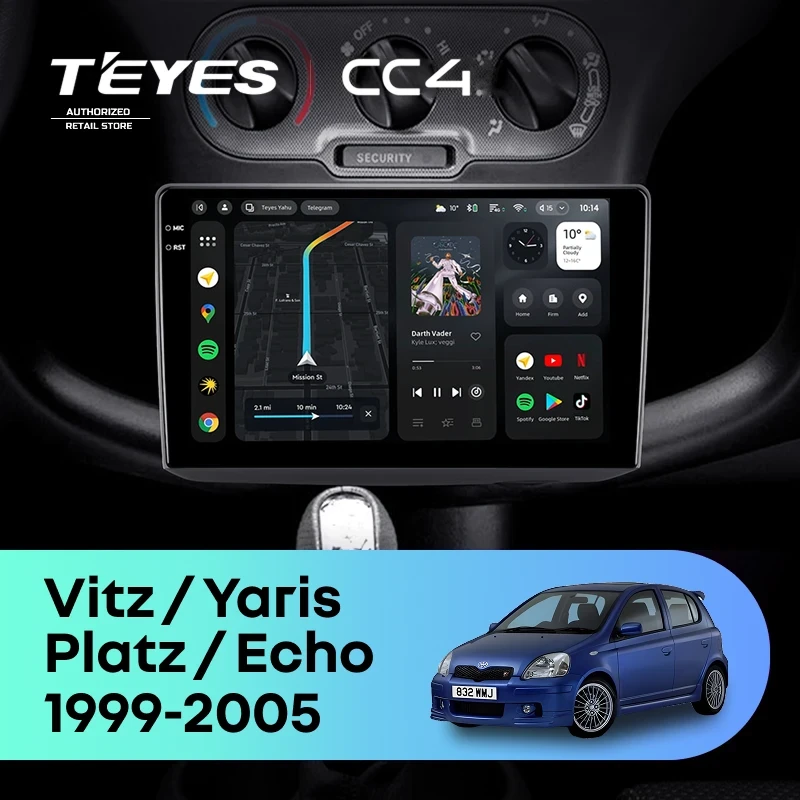 Штатная магнитола Teyes CC4 8/128 Toyota Echo (1999-2005) F1
