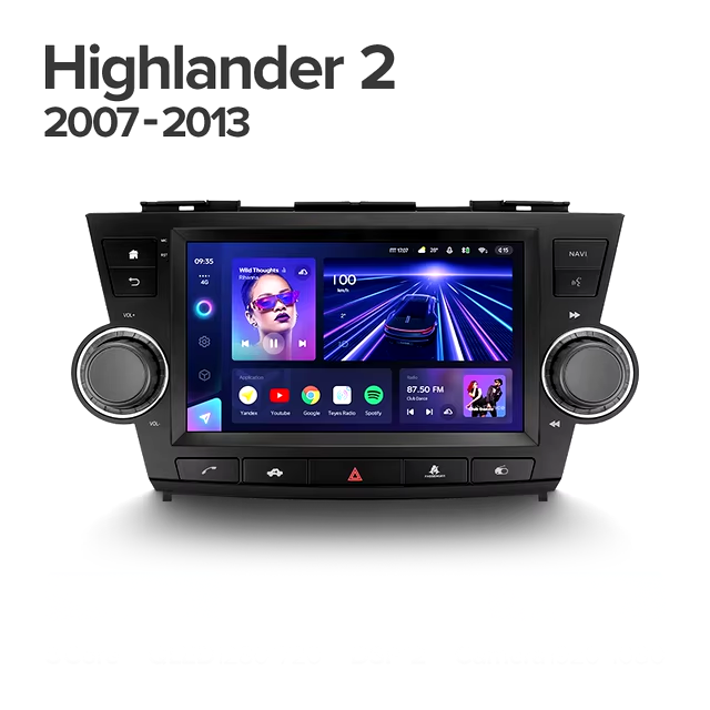 Штатная магнитола Teyes CC3 4/64 Toyota Highlander 2 XU40 (2007-2013) F3 9"