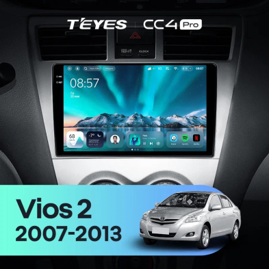 Штатная магнитола Teyes CC4 Pro 8/128 Toyota Vios 2 (2007-2013)