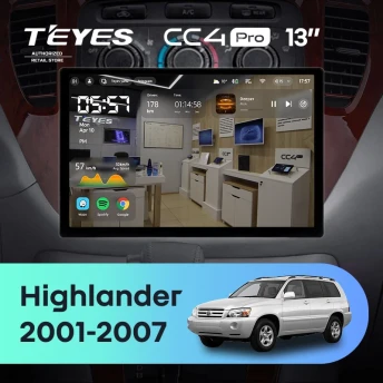 Штатная магнитола Teyes CC4 Pro 8/128 Toyota Highlander 1 XU20 (2001-2007) (13")