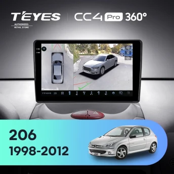 Штатная магнитола Teyes CC4 Pro 360 12/256 Peugeot 206 T13 T16 T12 (1998-2012) F2