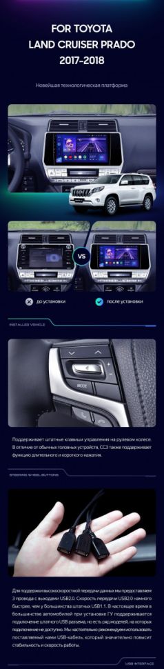 Штатная магнитола Teyes CC3 2K 4/64 Toyota Land Cruiser Prado 150 (2017-2024)