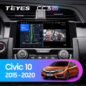 Штатная магнитола Teyes CC3 2K 6/128 Honda Civic 10 FC FK (2015-2020)