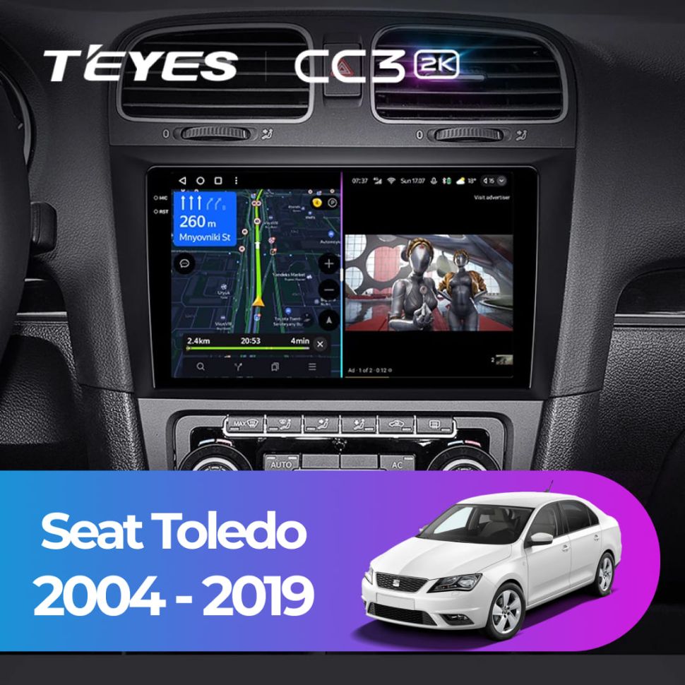 Штатная магнитола Teyes CC3 2K 6/128 Seat Toledo (2004-2019)