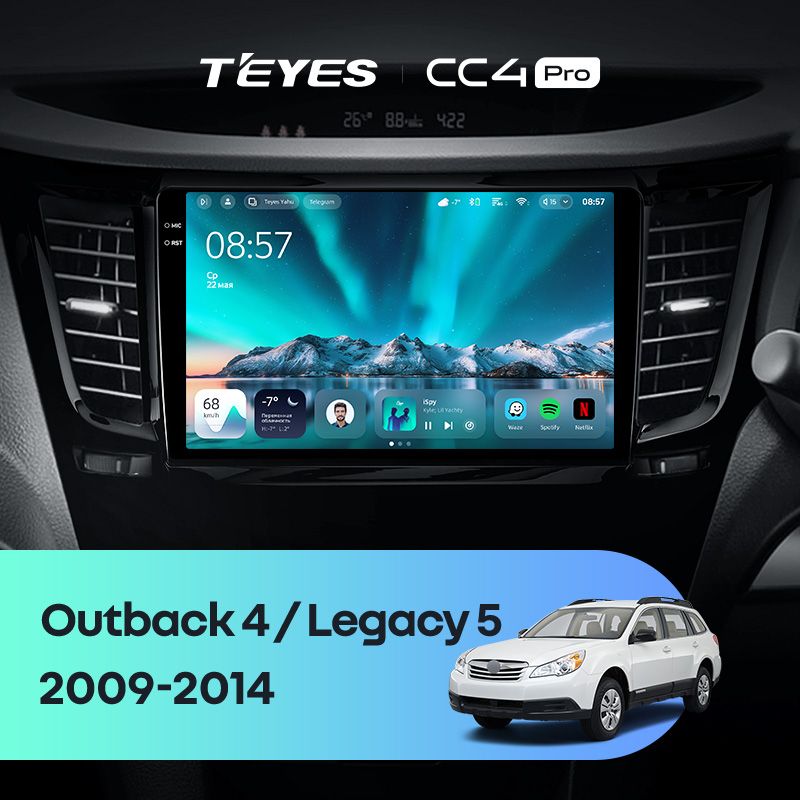 Штатная магнитола Teyes CC4 Pro 8/128 Subaru Outback 4 BR (2009-2014) Правый руль