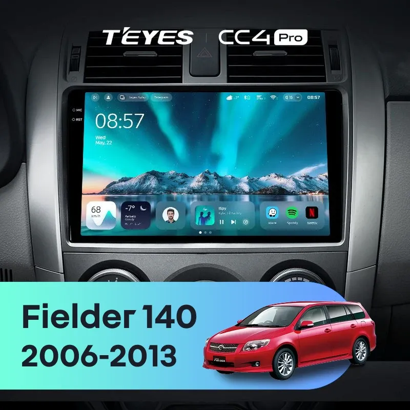 Штатная магнитола Teyes CC4 Pro 12/256 Toyota Corolla Fielder 140 (2006-2013) Тип-B