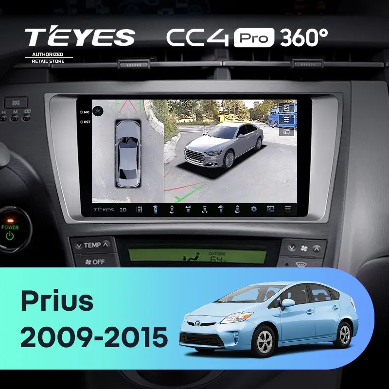 Штатная магнитола Teyes CC4 Pro 360 12/256 Toyota Prius 3 XW30 (2009-2015) F1 Правый руль