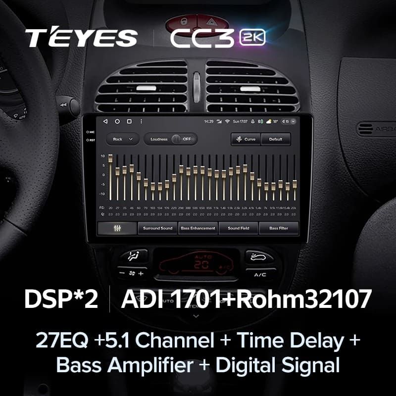 Штатная магнитола Teyes CC3 2K 4/32 Peugeot 206 (1998-2012) F1