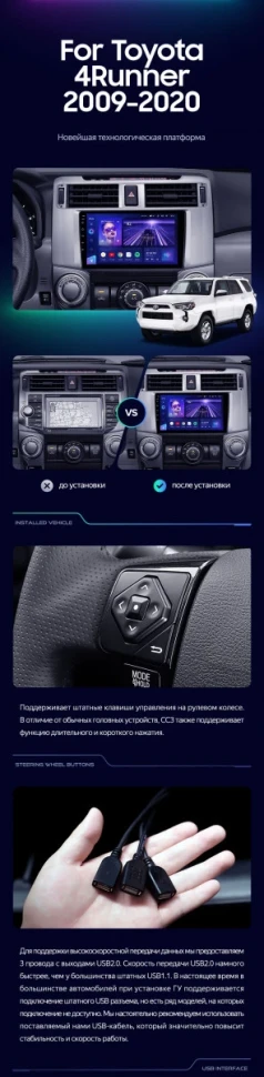 Штатная магнитола Teyes CC3 4/32 Toyota 4Runner 5 N280 (2009-2020)