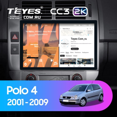 Штатная магнитола Teyes CC3 2K 6/128 Volkswagen Polo Mk4 (2001-2009) F2 (11")