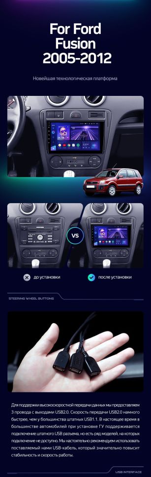 Штатная магнитола Teyes CC3 4/32 Ford Fusion 1 (2005-2012)