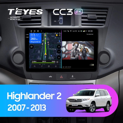 Штатная магнитола Teyes CC3 2K 360 6/128 Toyota Highlander 2 XU40 (2007-2013) F2 10"