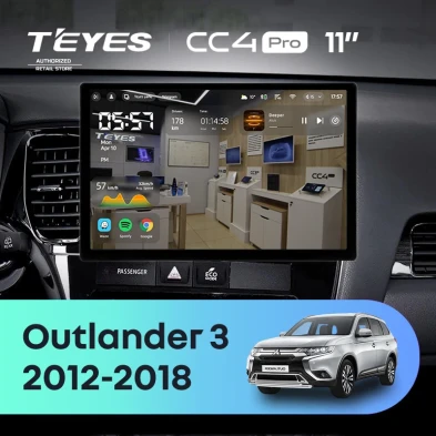 Штатная магнитола Teyes CC4 Pro 12/256 Mitsubishi Outlander 3 GF0W GG0W (2012-2018) Тип-B (11")