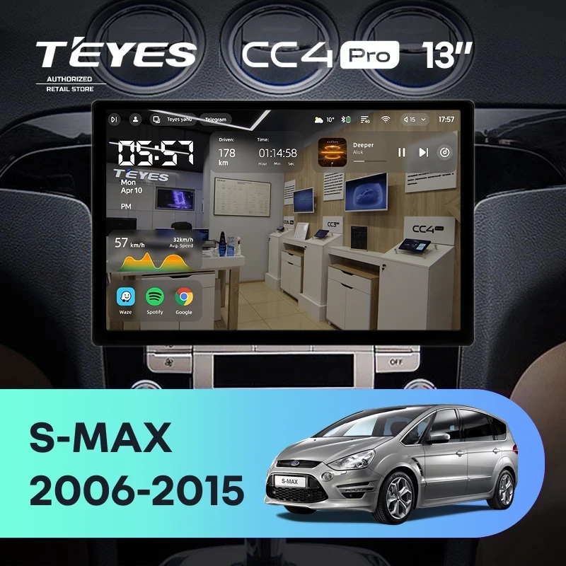 Штатная магнитола Teyes CC4 Pro 12/256 Ford S-MAX 1 (2006-2015) F1 (13")