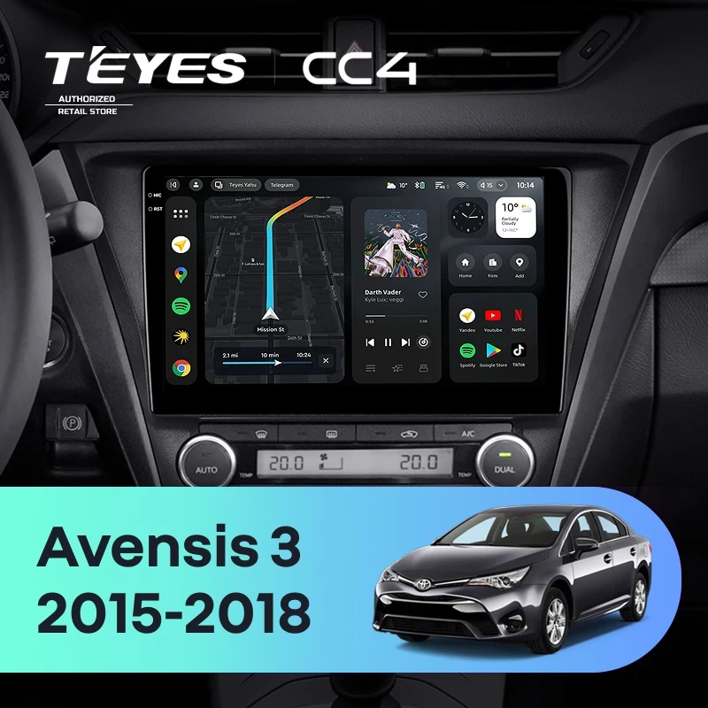 Штатная магнитола Teyes CC4 8/128 Toyota Avensis 3 (2015-2018) F2