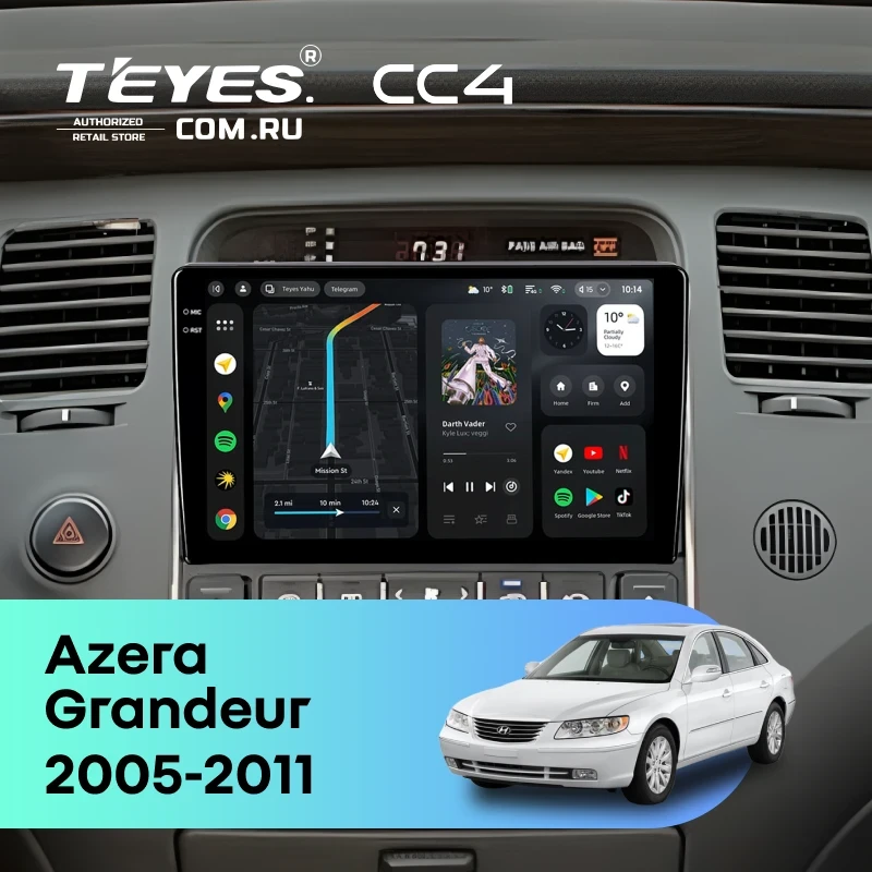 Штатная магнитола Teyes CC4 6/64 Hyundai Azera (2005-2011)