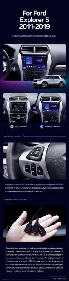 Штатная магнитола Teyes CC3 2K 6/128 Ford Explorer 5 (2011-2019) Тип-A