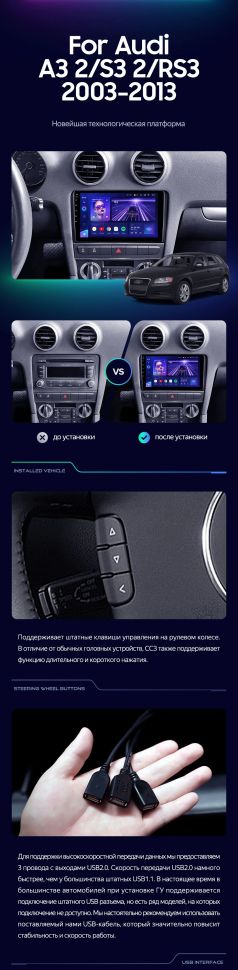 Штатная магнитола Teyes CC3 4/32 Audi RS3 1 (2011-2012)