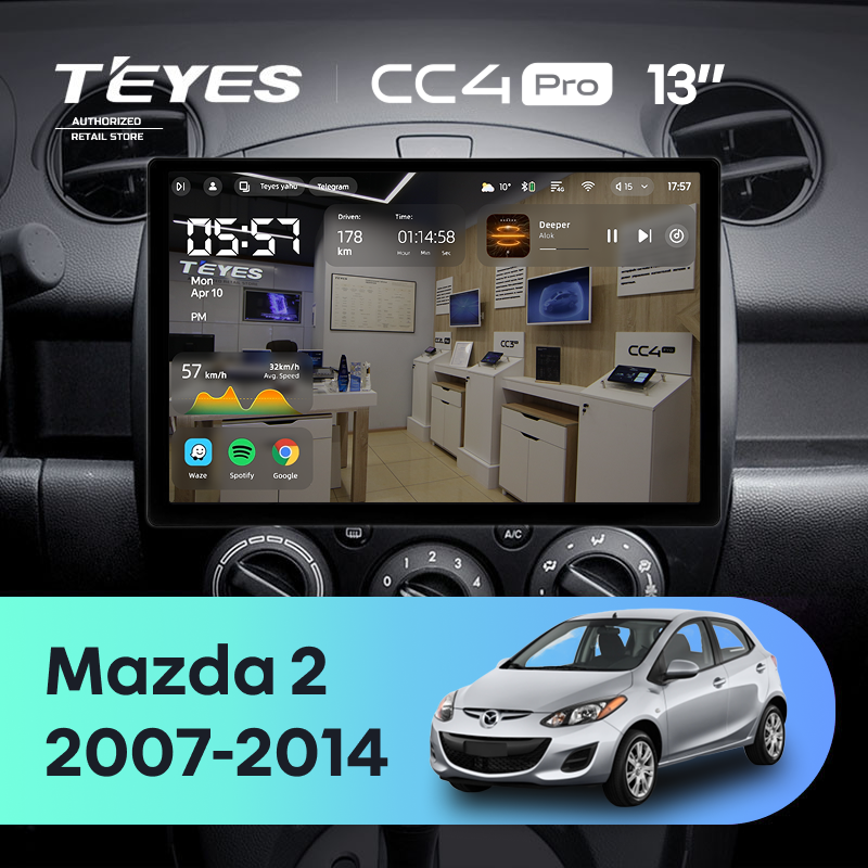 Штатная магнитола Teyes CC4 Pro 8/128 Mazda 2 DE (2007-2014) (13")