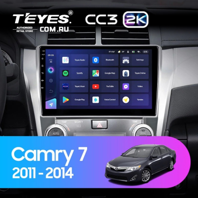Штатная магнитола Teyes CC3 2K 4/64 Toyota Camry 7 XV 50 55 (2011-2014) (черно-серая) F1