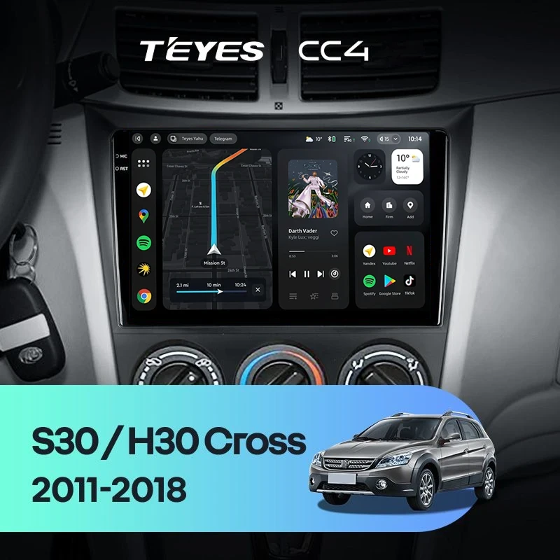 Штатная магнитола Teyes CC4 8/128 Dongfeng S30 H30 Cross (2011-2018)