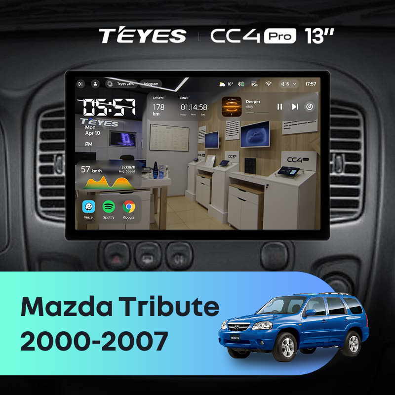 Штатная магнитола Teyes CC4 Pro 8/128 Mazda Tribute (2000-2007) (13")