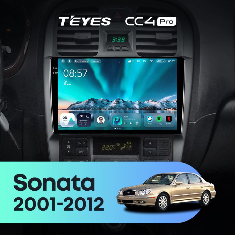 Штатная магнитола Teyes CC4 Pro 12/256 Hyundai Sonata EF рестайлинг (2001-2012)