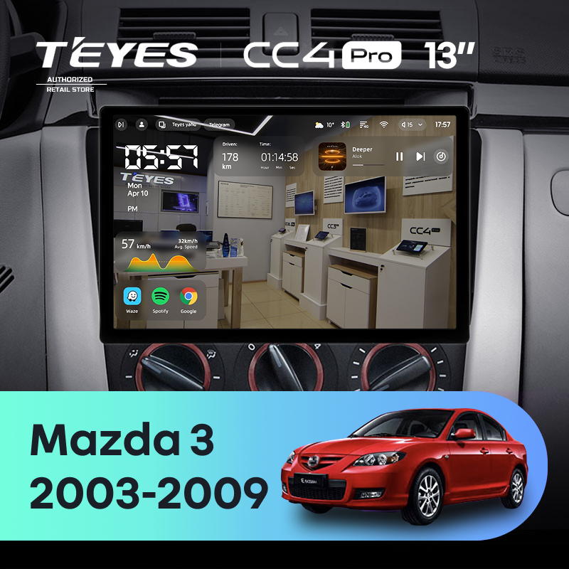 Штатная магнитола Teyes CC4 Pro 8/128 Mazda 3 1 BK (2003-2009) (13")