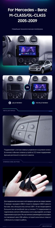 Штатная магнитола Teyes CC3 2K 360 6/128 Mercedes-Benz ML-Class (2005-2009) F1