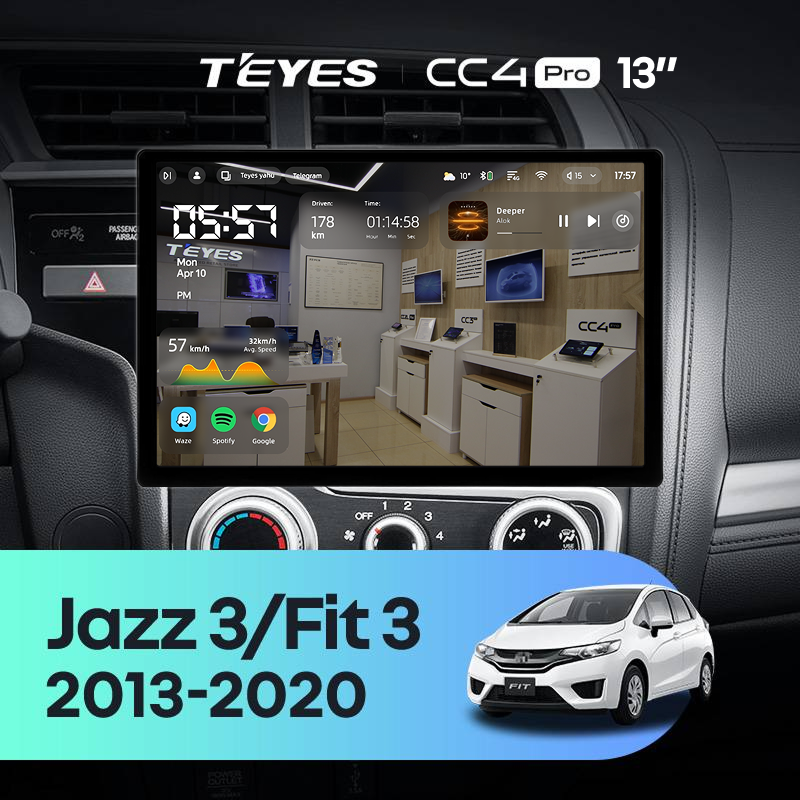 Штатная магнитола Teyes CC4 Pro 8/128 Honda Jazz 3 (2015-2020) Тип-B (13")