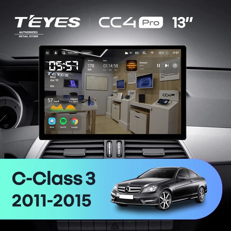 Штатная магнитола Teyes CC4 Pro 8/128 Mercedes-Benz C-Class W204 C204 S204 (2011-2015) (13")