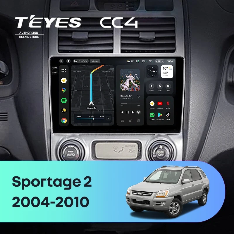 Штатная магнитола Teyes CC4 Pro 8/128 Kia Sportage 2 (2004-2010) F1 (11")