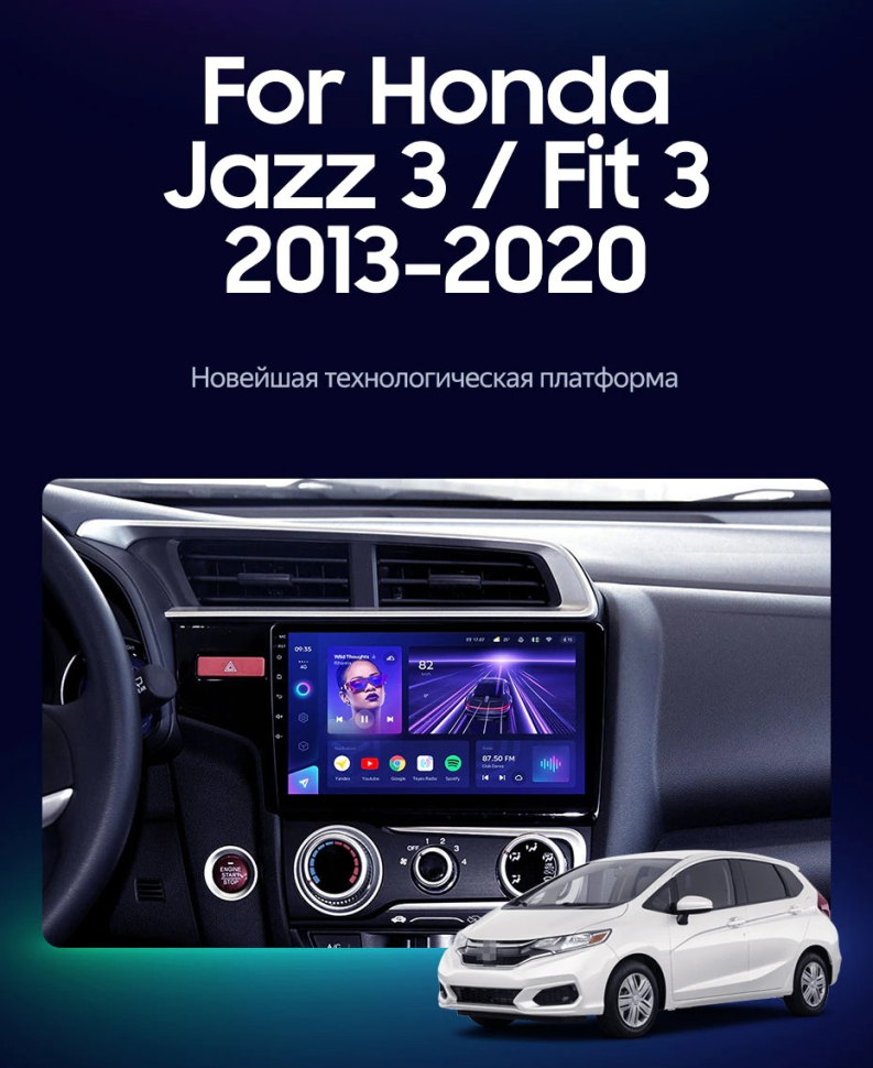 Штатная магнитола Teyes CC3 2K 6/128 Honda Fit 3 (2013-2020) Тип-B