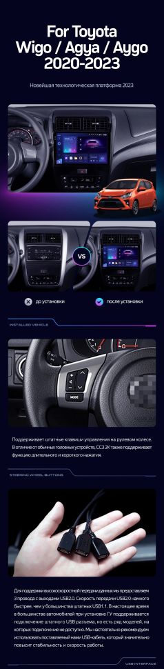Штатная магнитола Teyes CC3 2K 6/128 Toyota Wigo/Agya (2020-2023) F1