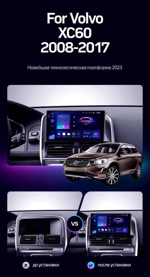 Штатная магнитола Teyes CC3 2K 6/128 Volvo XC60 I 1 (2013-2017) Тип-B