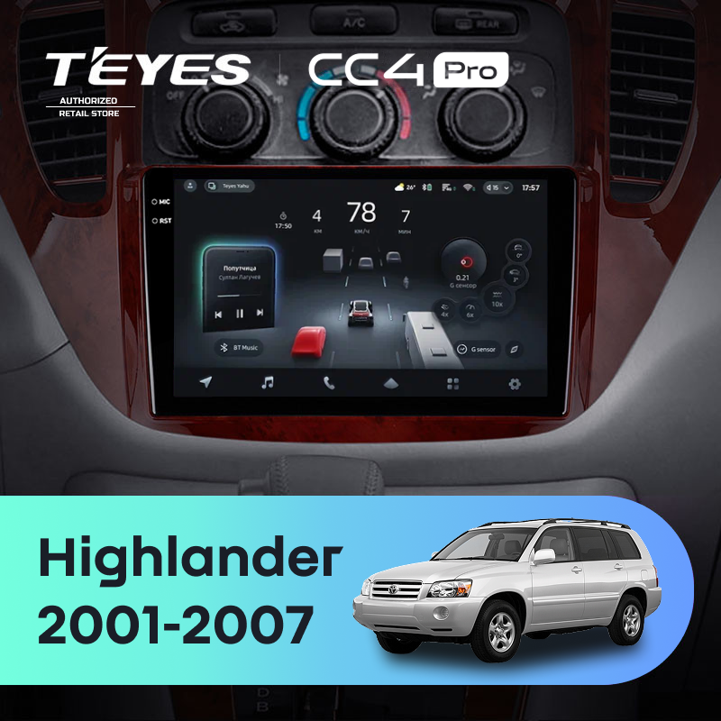 Штатная магнитола Teyes CC4 Pro 12/256 Toyota Highlander 1 XU20 (2001-2007)